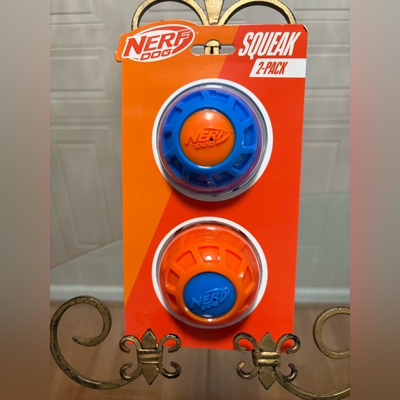 Nerf 2.5In TPR EXO Squeak Ball - Blue/Orange Set Of 2 - Picture 1 of 5